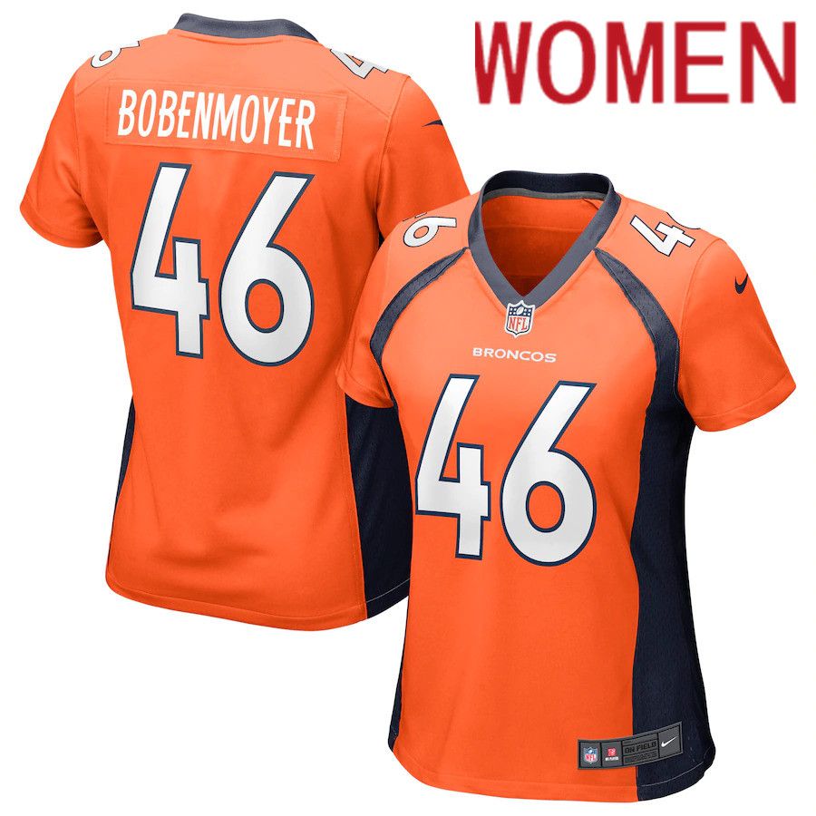 Women Denver Broncos #46 Jacob Bobenmoyer Nike Orange Game NFL Jersey->women nfl jersey->Women Jersey